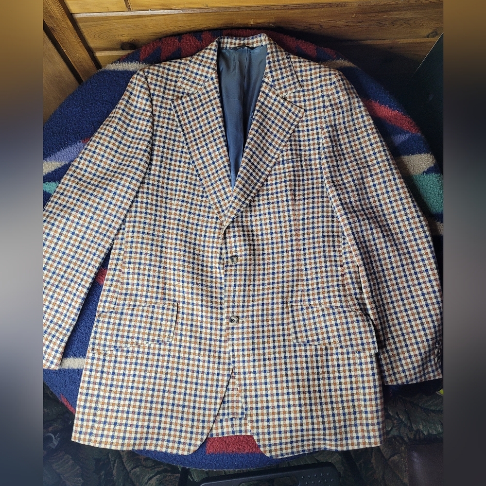 Vintage Mavest Blazer Sport Coat Size 42L ? Plaid 2 Button Union Made USA